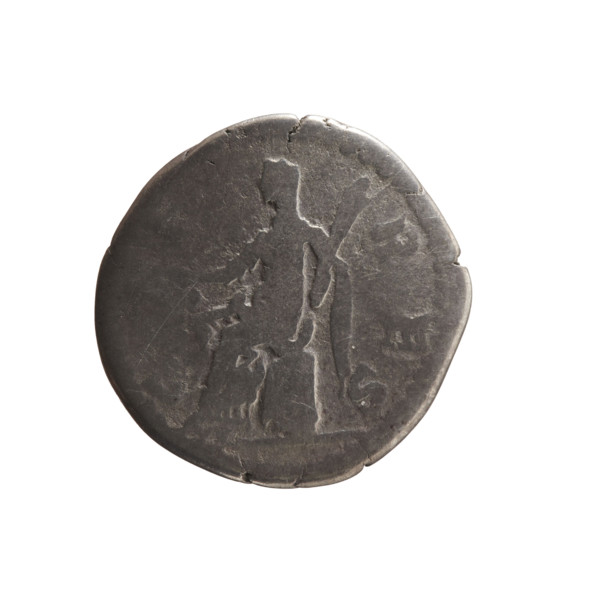 Denarius of Faustina the Younger (ca. 130–176; Roman empress 161–176) issued under Marcus Aurelius