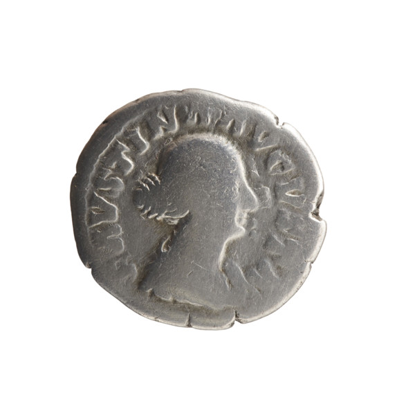 Denarius of Faustina the Younger (ca. 130–176), Roman empress 161–176; Marcus Aurelius (121–180),