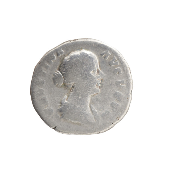 Denarius depicting Faustina the Younger (ca. 130–176; Roman empress 161–176) and Marcus Aurelius