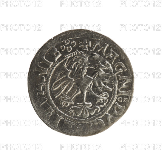 Lithuanian half-grosz, Sigismund I the Old (king of Poland; 1506–1548). Obv.: Pogon turned left; in
