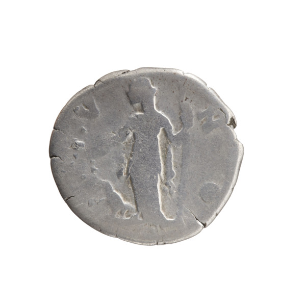 Denarius depicting Faustina the Younger (ca. 130–176; Roman empress 161–176). Obverse: Bust of