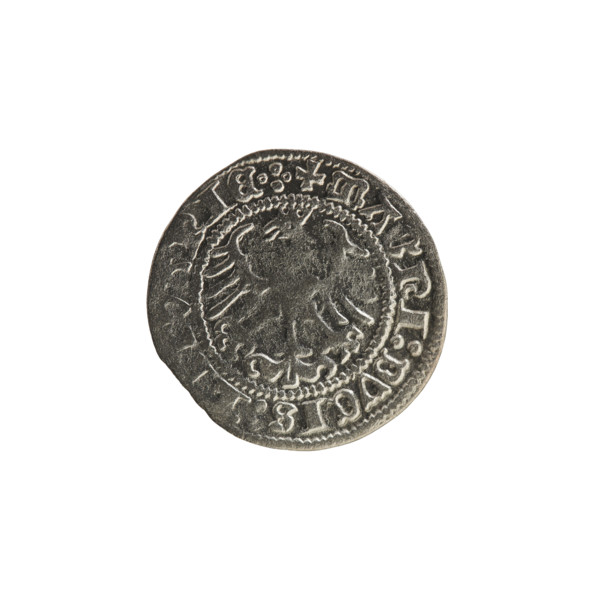 Lithuanian half-grosz, Sigismund I the Old (king of Poland; 1506–1548). R8 (rarity). Polish coin,