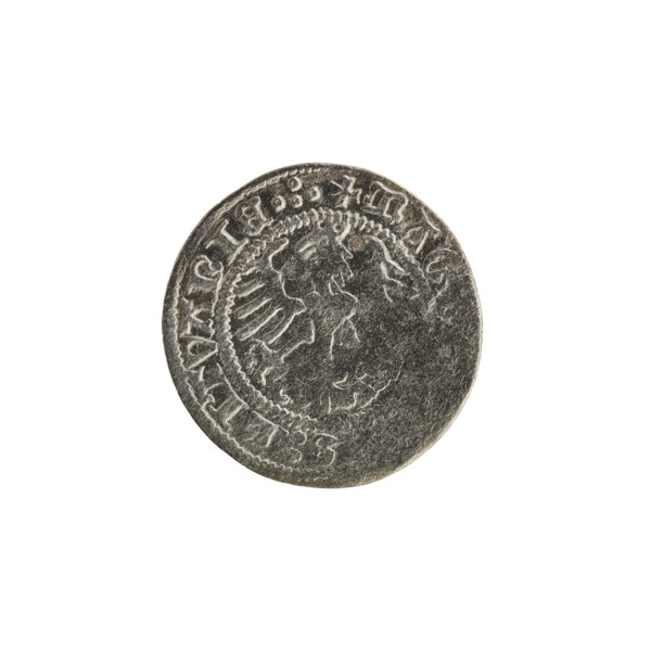 Lithuanian half-grosz, Sigismund I the Old (King of Poland; 1506–1548). Obverse: Pogon (Lithuanian