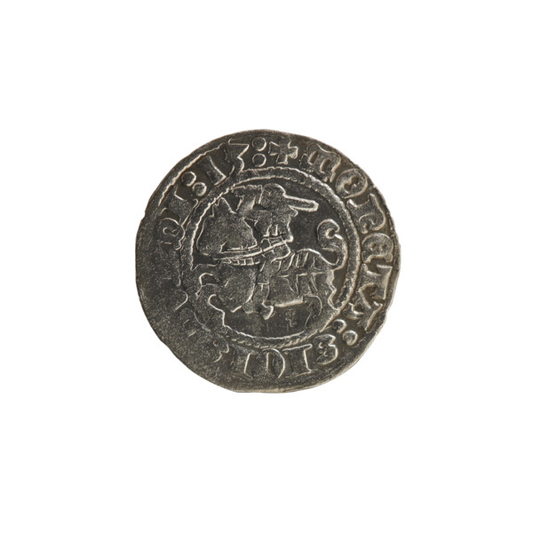 Lithuanian half-grosz, Sigismund I the Old (king of Poland; 1506–1548). Obv.: Pogon (Lithuanian
