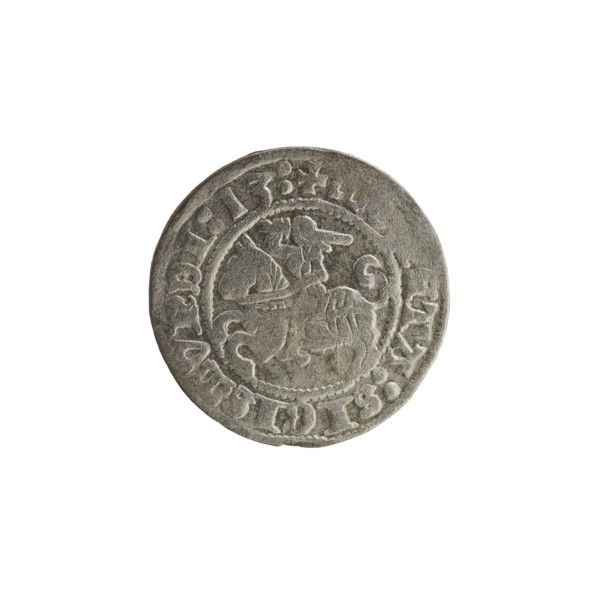 Lithuanian half-grosz, Sigismund I the Old (King of Poland; reign 1506–1548). Obverse: Pogon
