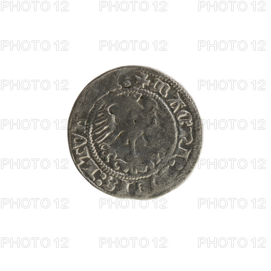Lithuanian half-grosz, Sigismund I the Old (King of Poland; 1506–1548). Obverse: Pogon (Lithuanian