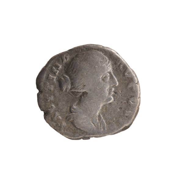 Denarius of Faustina the Younger (ca. 130–176; Roman empress 161–176; Augusta 147–161). Obverse: