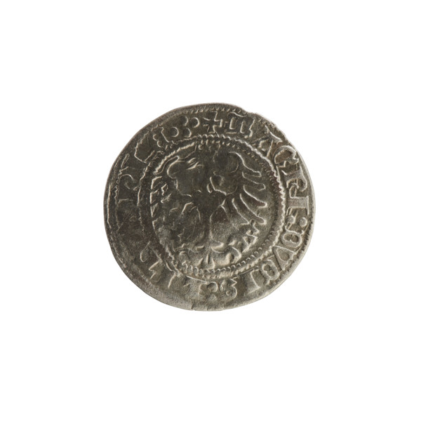 Lithuanian half-grosz, Sigismund I the Old (King of Poland; reign 1506–1548), 1513. Obverse: Pogon