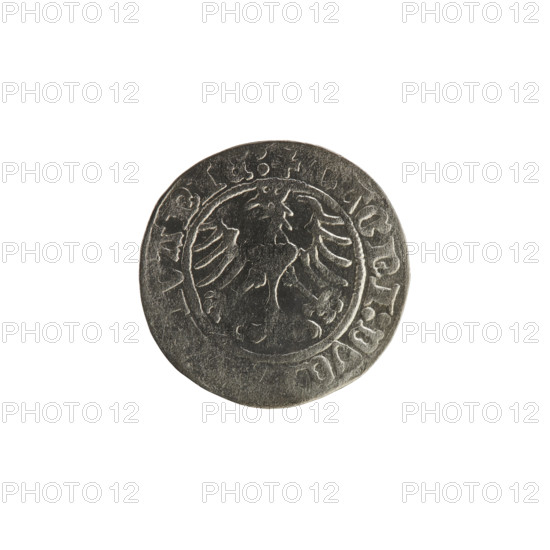 Lithuanian half-grosz, Sigismund I the Old (King of Poland; 1506–1548). Obverse: Pogon (mounted