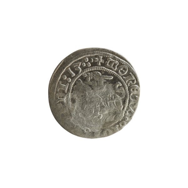 Lithuanian half-grosz, Sigismund I the Old (King of Poland; 1506–1548). Obverse: Pogon (Lithuanian