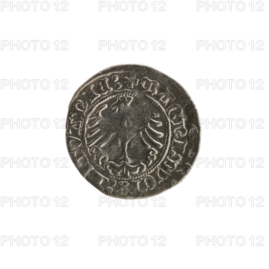 Lithuanian half-grosz, Sigismund I the Old (King of Poland; 1506–1548). Obverse: Pogon (Lithuanian