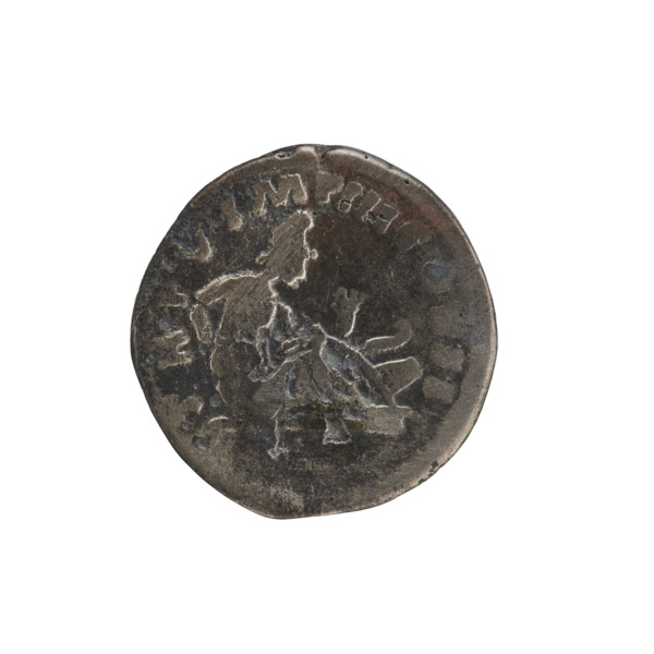 Denarius of Lucius Verus (130–169; Roman emperor 161–169). Obverse: Head of Lucius Verus with