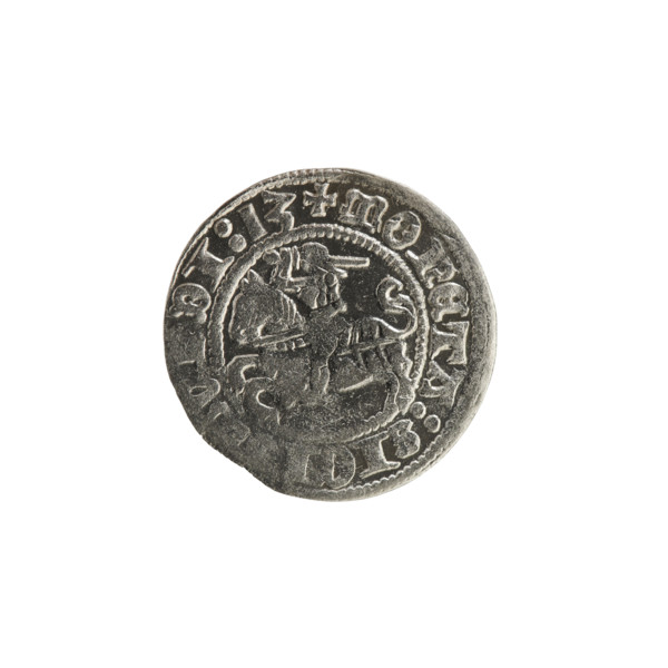 Lithuanian half-grosz, Sigismund I the Old (King of Poland; reign 1506–1548). Coin (1513). Obverse:
