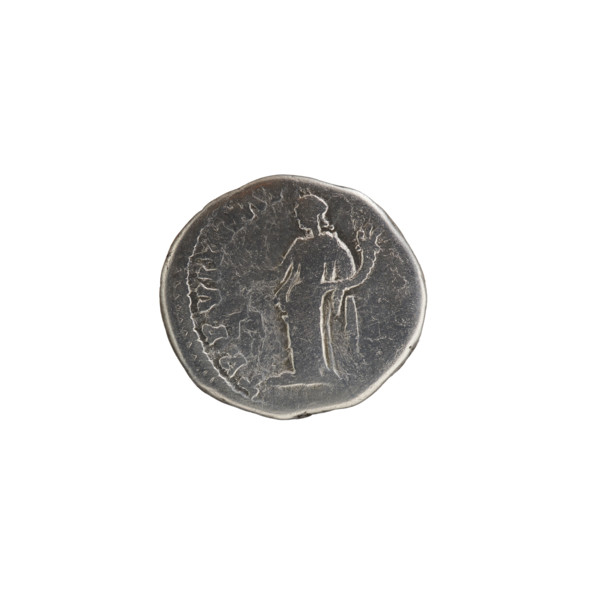 Denarius of Lucius Verus (130–169; Roman emperor 161–169). Obverse: Head of Lucius Verus in laurel