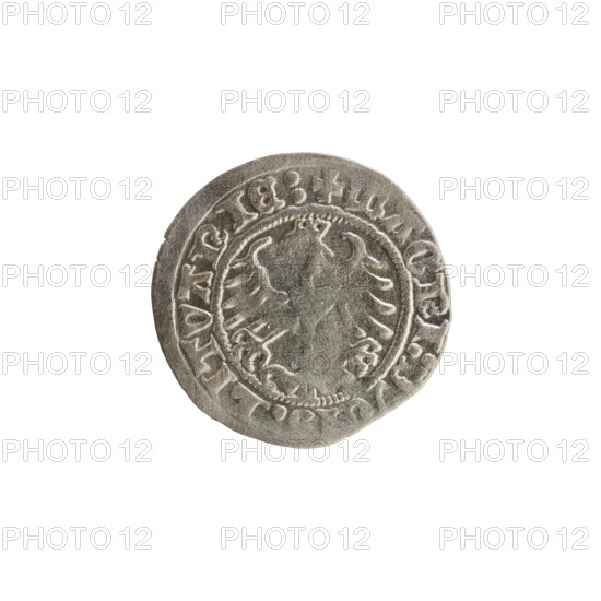 Lithuanian half-grosz, Sigismund I the Old (King of Poland; 1506–1548). Obverse: Pogon (mounted