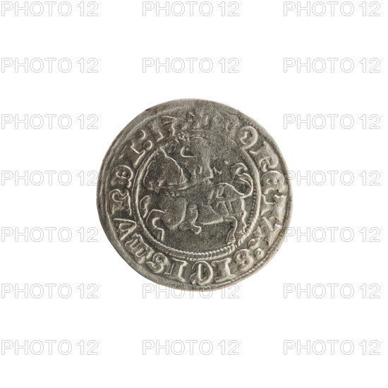 Lithuanian half-grosz, Sigismund I the Old (King of Poland; 1506–1548), 1513. Obverse: Pogon