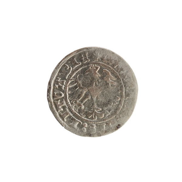 Lithuanian half-grosz, Sigismund I the Old (King of Poland; r. 1506–1548). Silver coin (1513).