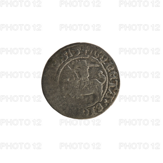 Lithuanian half-grosz, Sigismund I the Old (King of Poland; 1506–1548), 1515. Obverse: Pogon