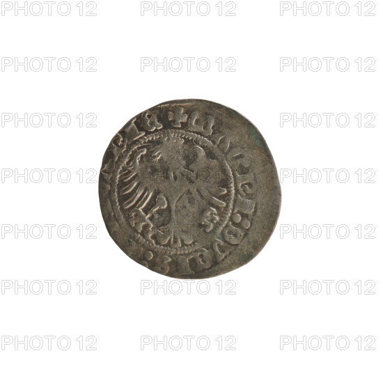 Lithuanian half-grosz, Sigismund I the Old (King of Poland, 1506–1548). Obverse: Pogon (Lithuanian