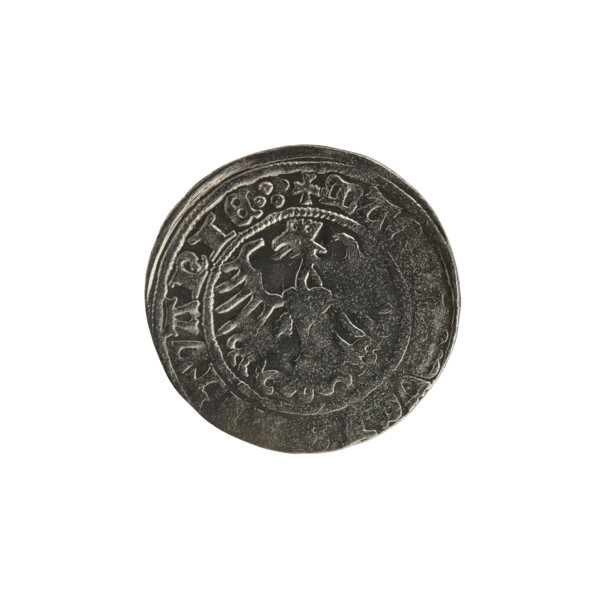 Lithuanian half-grosz, Sigismund I the Old (king of Poland; 1506–1548). R8 (rarity). Polish coin,