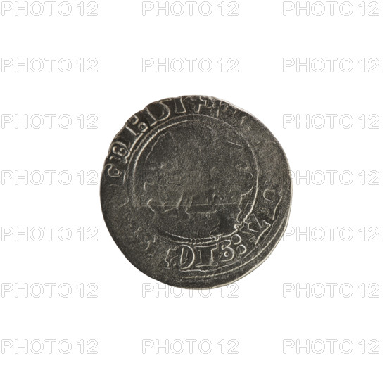 Lithuanian half-grosz, Sigismund I the Old (King of Poland; 1506–1548). Obverse: Pogon (Lithuanian