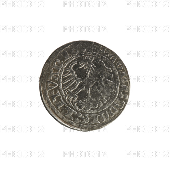 Lithuanian half-grosz, Sigismund I the Old (King of Poland; 1506–1548), 1514. Obverse: Pogon
