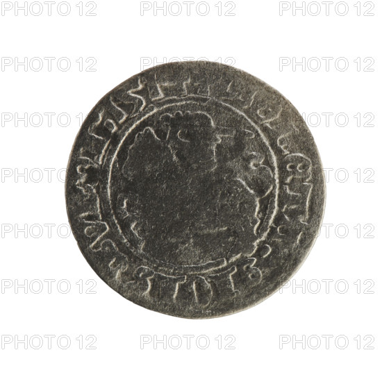 Lithuanian half-grosz, Sigismund I the Old (King of Poland; 1506–1548). Obverse: Pogon (mounted