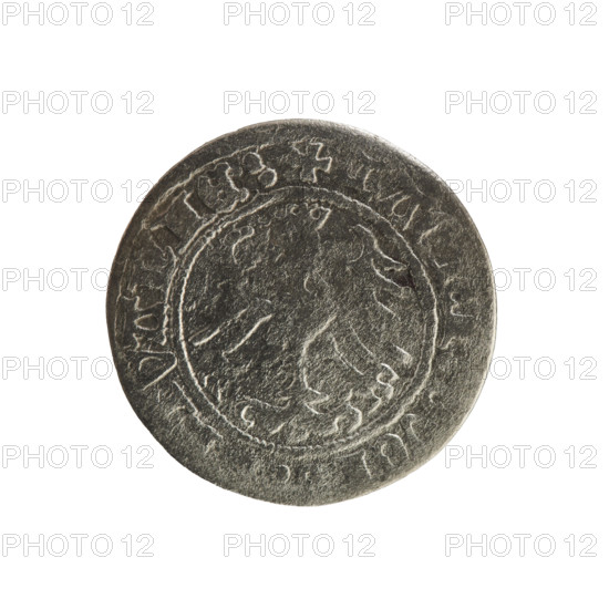 Lithuanian half-grosz, Sigismund I the Old (King of Poland; r. 1506–1548), 1514. Obverse: Pogon