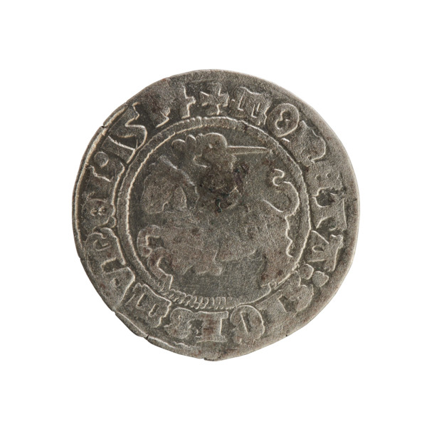 Lithuanian half-grosz, Sigismund I the Old (King of Poland; 1506–1548). Obverse: Pogon (Coat of