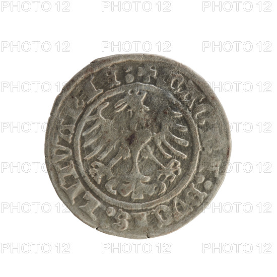 Lithuanian half-grosz, Sigismund I the Old (King of Poland; 1506–1548), 1514. Obverse: Pogon