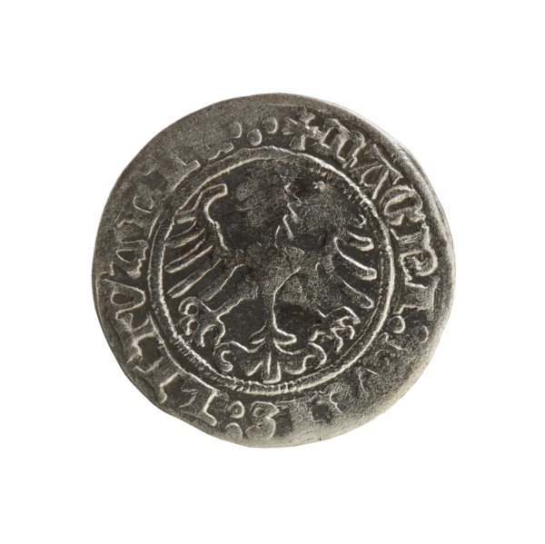 Lithuanian half-grosz, Sigismund I the Old (King of Poland; 1506–1548). Obverse: Pogon (mounted
