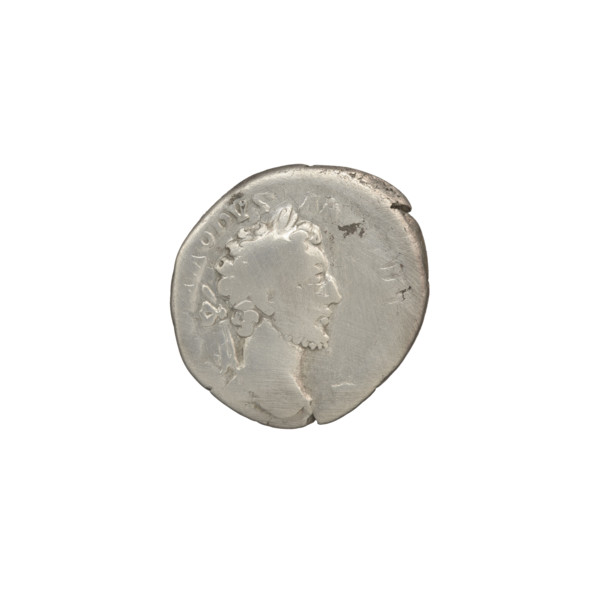 Denarius of Commodus (r. 177–192). Obverse: Head of Commodus in a laurel wreath facing right,