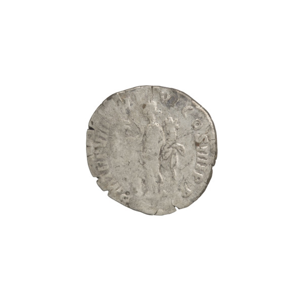 Denarius of Commodus (reigned 177–192). Obverse: Head of Commodus in laurel wreath facing right,