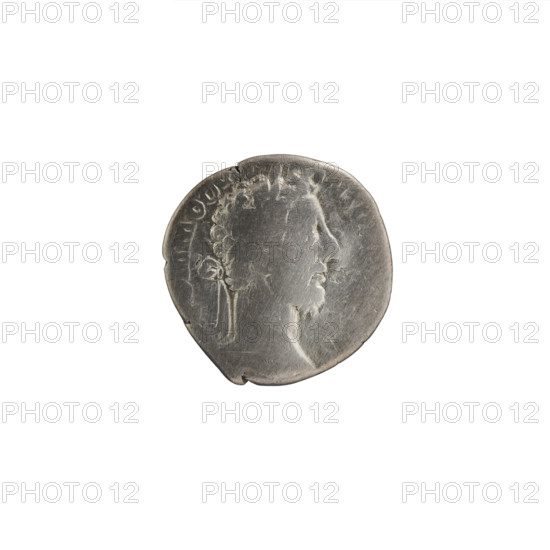 Denarius, Commodus (161–192; Roman emperor 177–192), issuer. Obverse: Head of Commodus in a laurel
