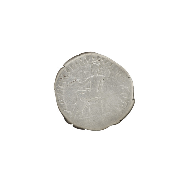 Denarius of Commodus (161–192 CE). Obverse: Head of Commodus in laurel wreath facing right,