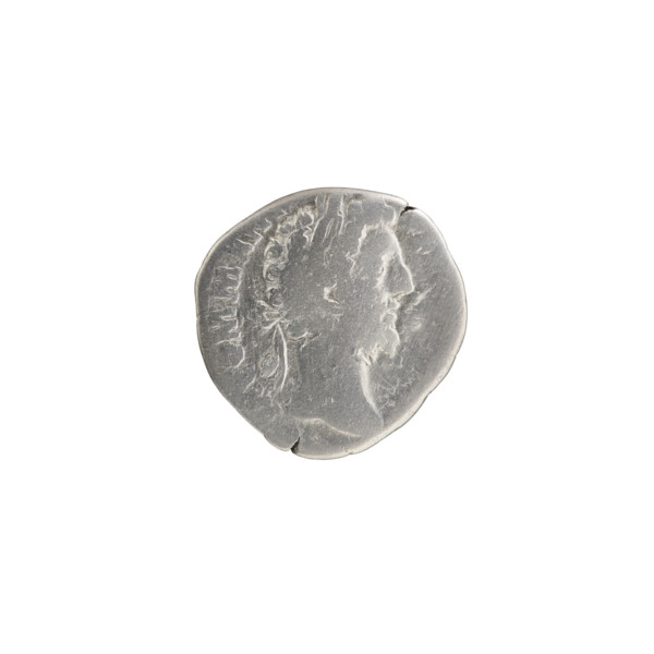 Denarius of Commodus (reign 177–192 CE). Obverse: Head of Commodus in laurel wreath facing right,