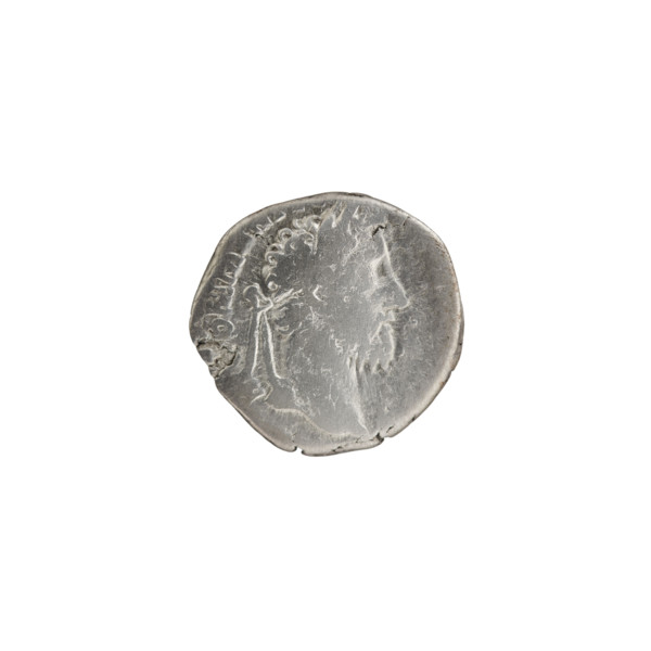 Denarius of Commodus (161–192; Roman emperor 177–192). Obverse: Head of Commodus in a laurel wreath