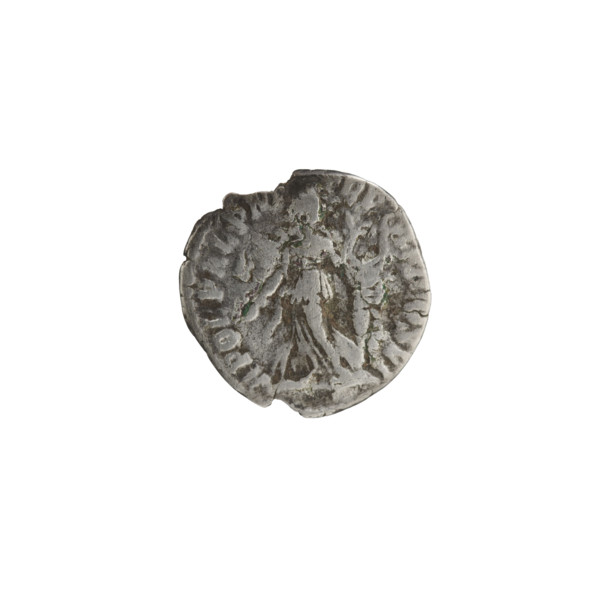 Denarius of Commodus (reigned 177–192). Obverse: Head of Commodus in a laurel wreath facing right,