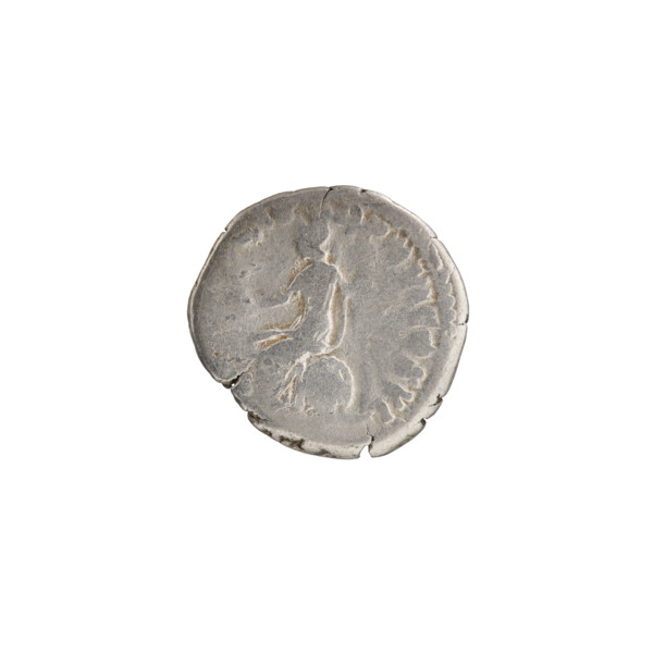 Denarius of Commodus (161–192; Roman emperor 177–192). Obverse: Head of Commodus in a laurel wreath
