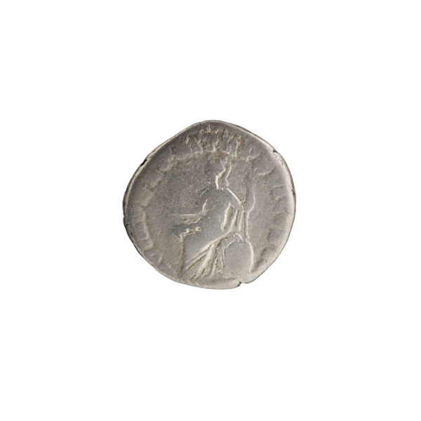 Denarius of Commodus (reigned 177–192). Obverse: Head of Commodus in a laurel wreath facing right,