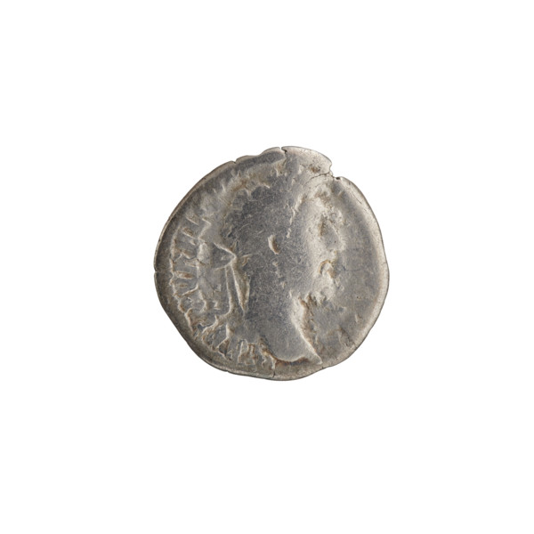 Denarius of Commodus (reigned 177–192). Obverse: Head of Commodus in laurel wreath facing right,