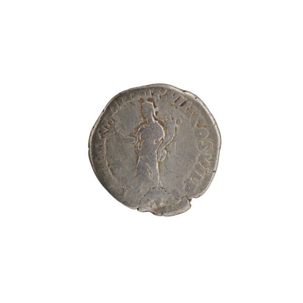 Denarius of Commodus (reigned 177–192). Obverse: Head of Commodus in laurel wreath facing right,