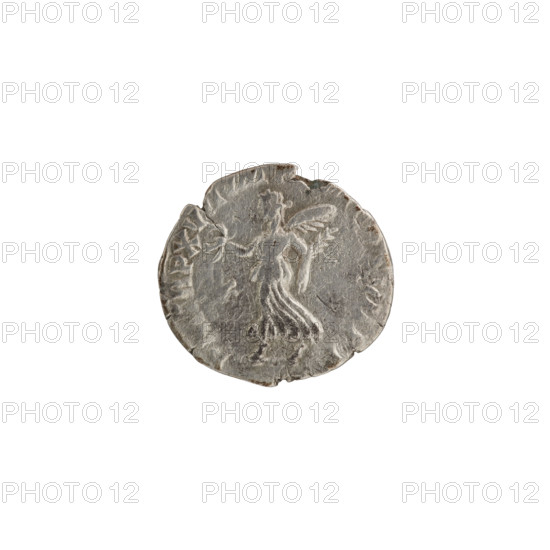 Denarius of Commodus (reign 177–192). Obverse: Head of Commodus in a laurel wreath facing right,