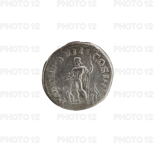 Denarius showing Jupiter with scepter and thunderbolt; obverse: head of Septimius Severus in a