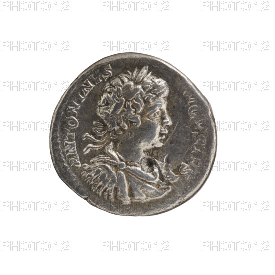 Denarius, Caracalla (188–217; Roman emperor 198–217). Obverse: ANTONINVS AVGVSTVS — Head of a young