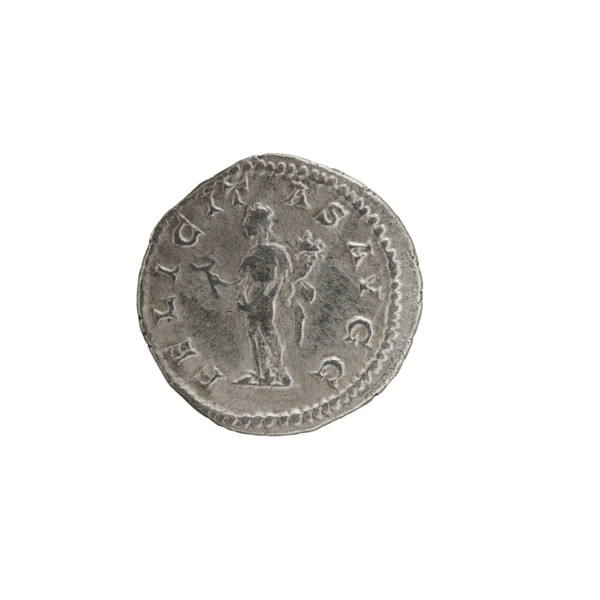 Denarius, Geta (189–212; Roman emperor 209–212) (Caesar). Obverse: Draped bust of Geta right.