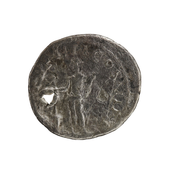 Denarius (with hole), Elagabalus (204–222; Roman emperor 218–222). Obverse: IMP ANTONINVS PIV, AVG