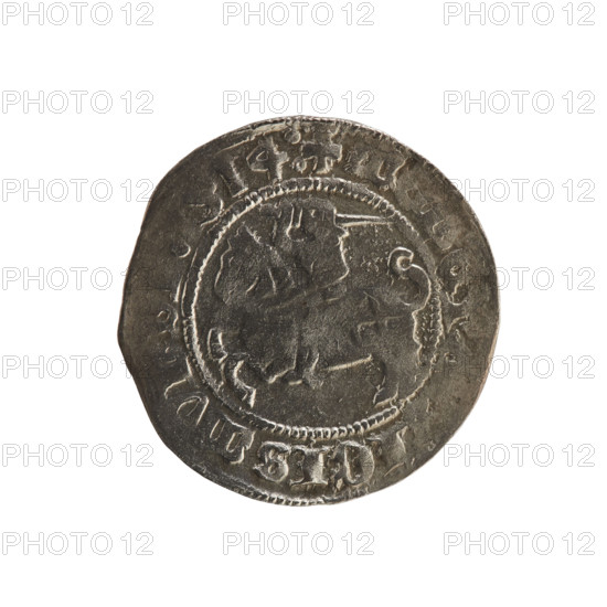 Lithuanian half-grosz, Sigismund I the Old (King of Poland; 1506–1548). Obverse: Pogon (coat of