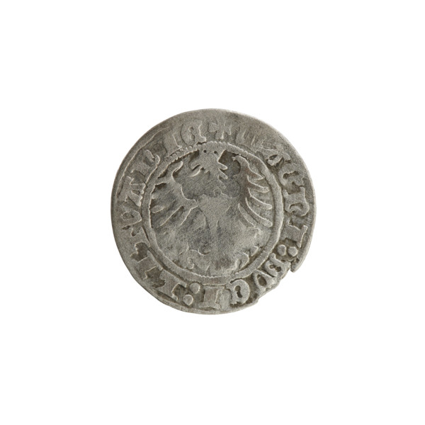 Lithuanian half-grosz, Sigismund I the Old (King of Poland; r. 1506–1548). Silver coin, 1514.