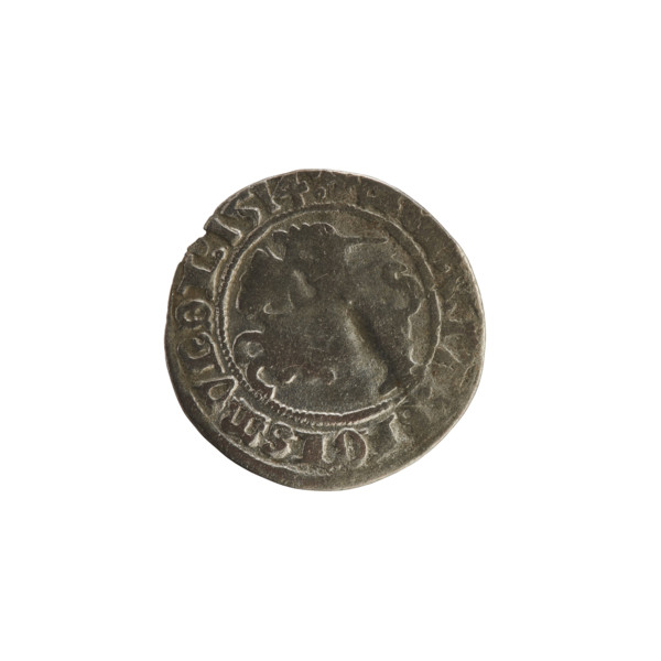 Lithuanian half-grosz, Sigismund I the Old (King of Poland; 1506–1548). Obverse: Pogon (Lithuanian